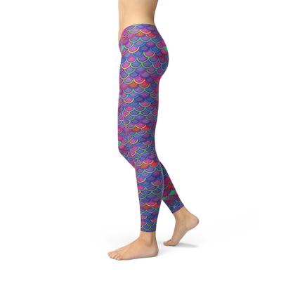 LINGERN Pink Purple Mermaid Leggings deliver comfort, stretch, and style, perfect for workouts, yoga, or casual athleisure wear.