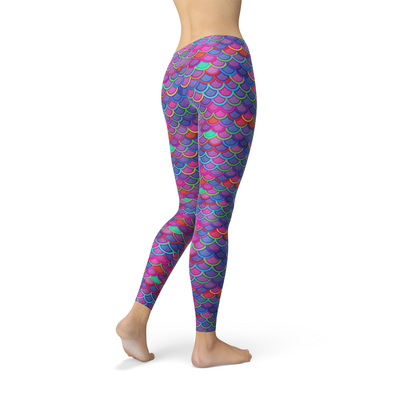 LINGERN Pink Purple Mermaid Leggings deliver comfort, stretch, and style, perfect for workouts, yoga, or casual athleisure wear.