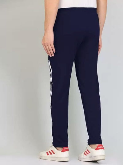Men's Dark Blue Lycra Full Elastic Sport Wear Stretchable Track Pant