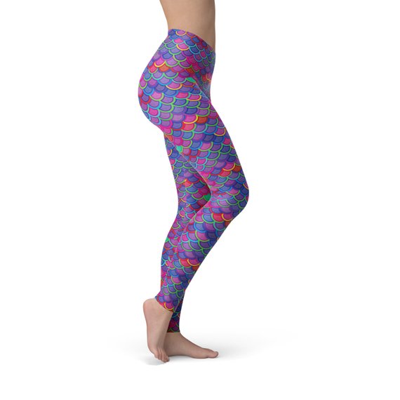 LINGERN Pink Purple Mermaid Leggings deliver comfort, stretch, and style, perfect for workouts, yoga, or casual athleisure wear.